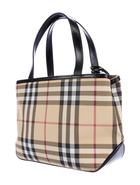 burberry small nova tote used pvc canvas black handles|Burberry Nova Check Handbag for sale .